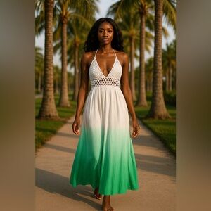 Summer Maxi dress with open Back crochet bust L